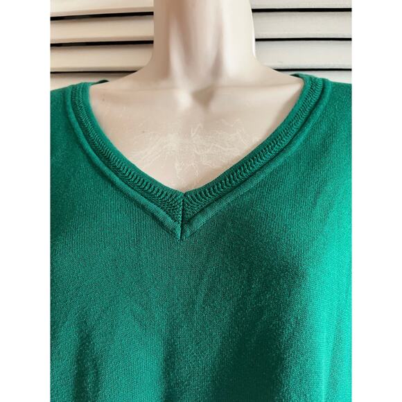 Talbots 100% cotton v neck tunic length sweater w buttons M Excellent‎ Green - Picture 2 of 6